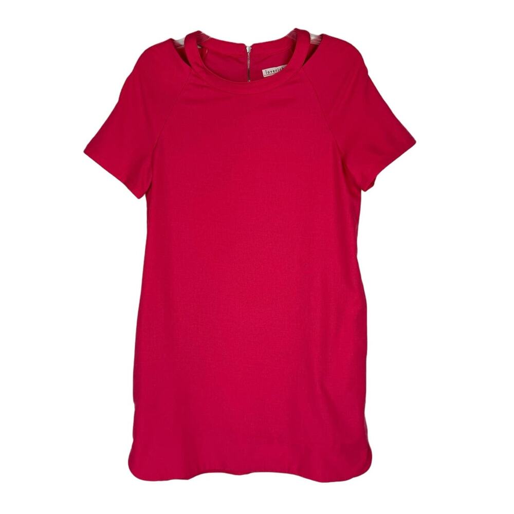 Nwt Loveriche Bright Pink‎ Cut Out Pockets Round Hem Shift Dress Sz Small